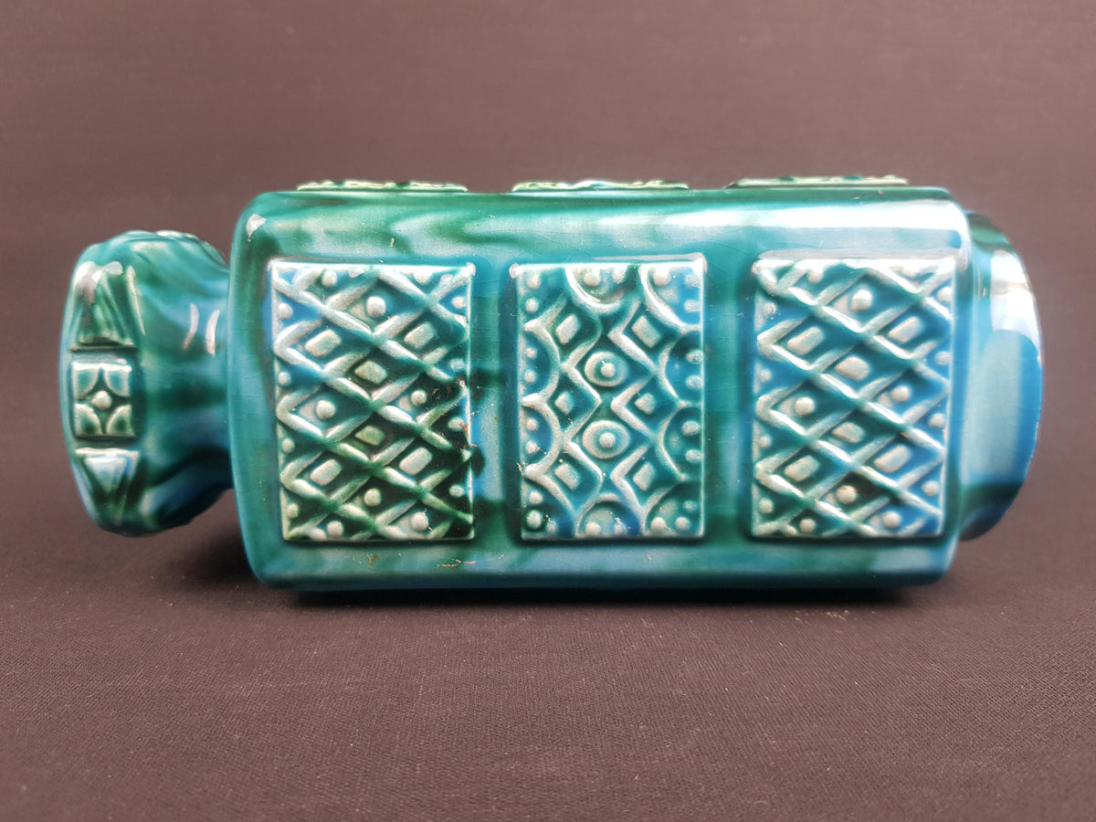 Vintage UBELACKER (U-KERAMIK) Green and Blue Vase 1269/20 West German Pottery 1970s