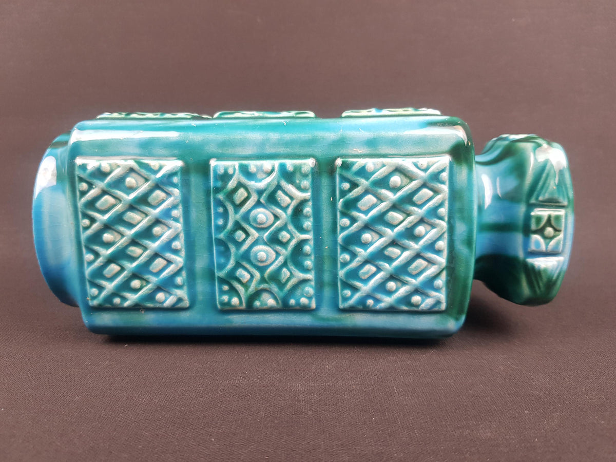 Vintage UBELACKER (U-KERAMIK) Green and Blue Vase 1269/20 West German Pottery 1970s