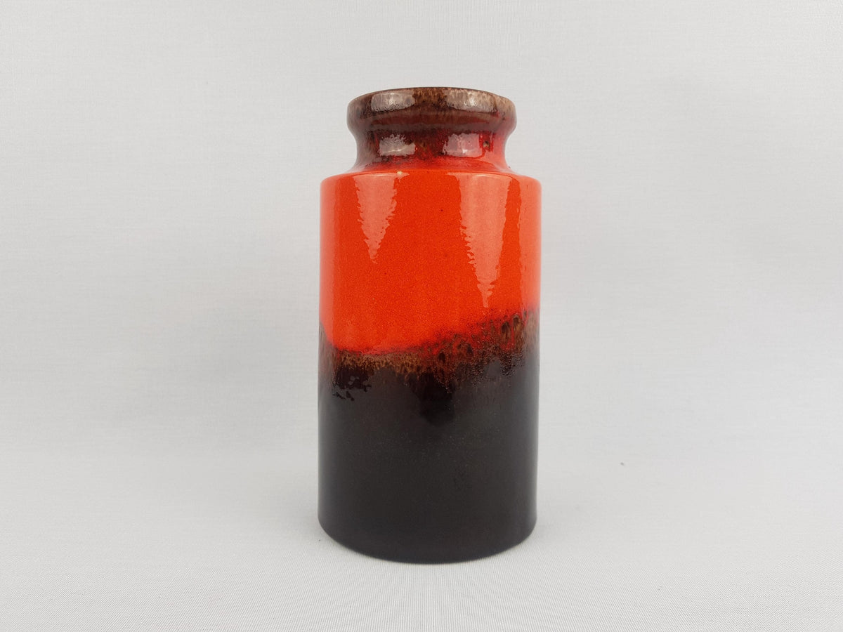 Vintage SCHEURICH KERAMIK Orange and Brown Vase 203 18 West German Pottery 1970s