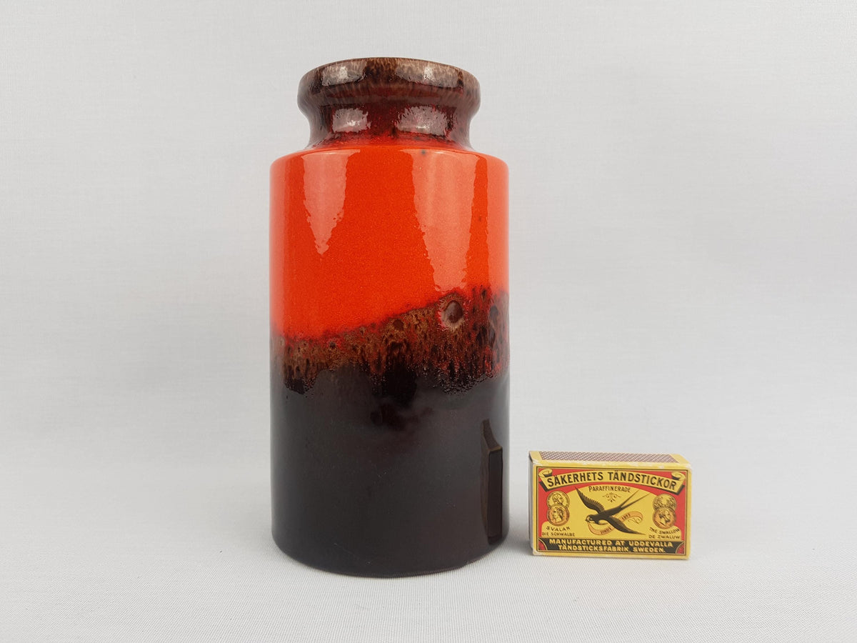 Vintage SCHEURICH KERAMIK Orange and Brown Vase 203 18 West German Pottery 1970s