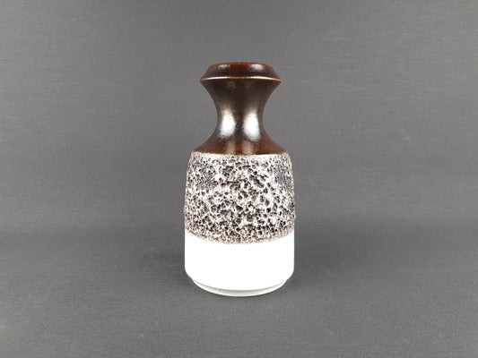 Vintage STEULER KERAMIK White and Brown Fat Lava Vase 318-20 West German Pottery 1960s
