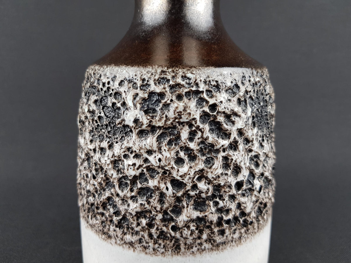 Vintage STEULER KERAMIK White and Brown Fat Lava Vase 318-20 West German Pottery 1960s