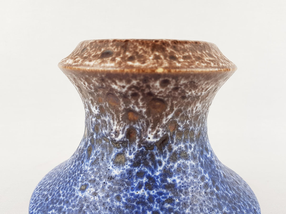Vintage STEULER KERAMIK Blue and Brown Fat Lava Vase 316-15 West German Pottery 1960s
