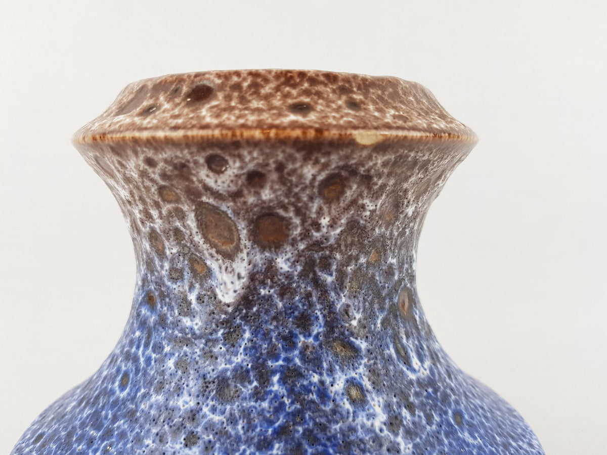 Vintage STEULER KERAMIK Blue and Brown Fat Lava Vase 316-15 West German Pottery 1960s