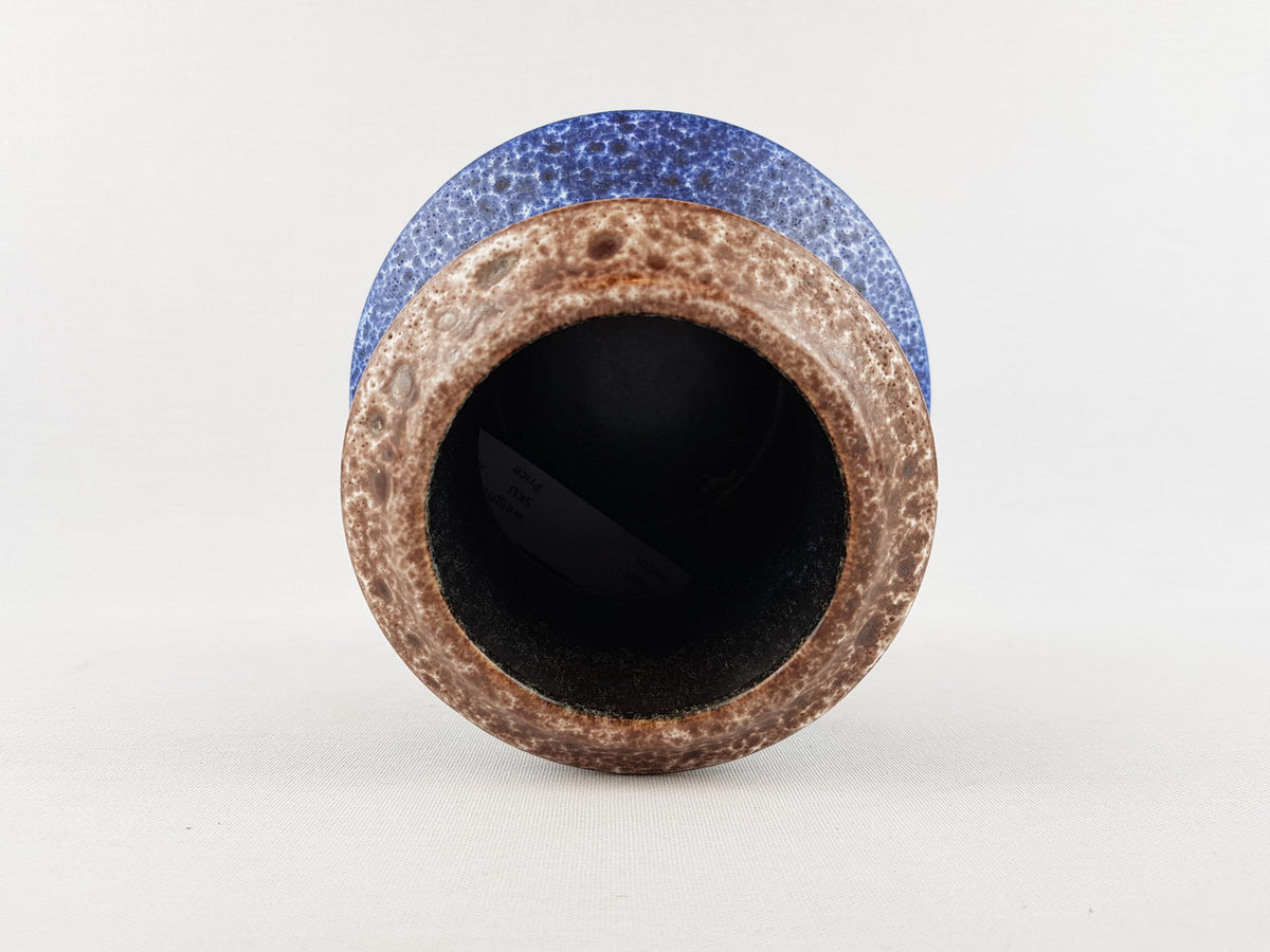 Vintage STEULER KERAMIK Blue and Brown Fat Lava Vase 316-15 West German Pottery 1960s