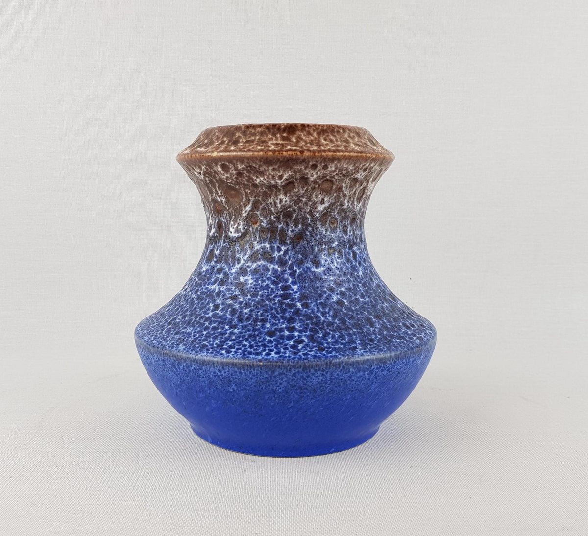 Vintage STEULER KERAMIK Blue and Brown Fat Lava Vase 316-15 West German Pottery 1960s