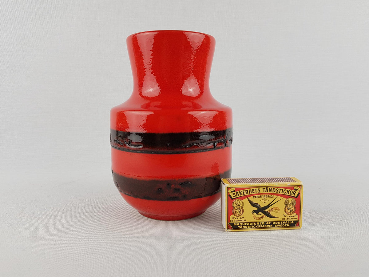 Vintage STEULER KERAMIK Red Fat Lava Vase 140-15 West German Pottery 1960s