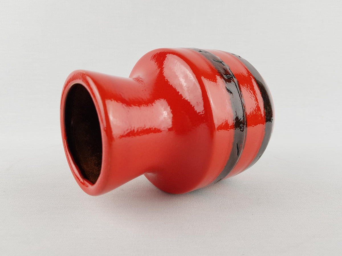 Vintage STEULER KERAMIK Red Fat Lava Vase 140-15 West German Pottery 1960s