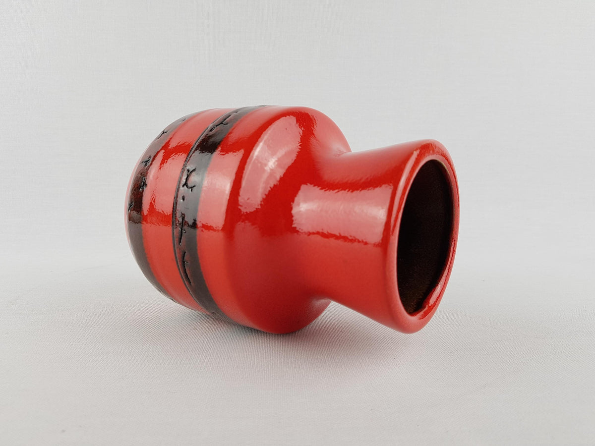 Vintage STEULER KERAMIK Red Fat Lava Vase 140-15 West German Pottery 1960s