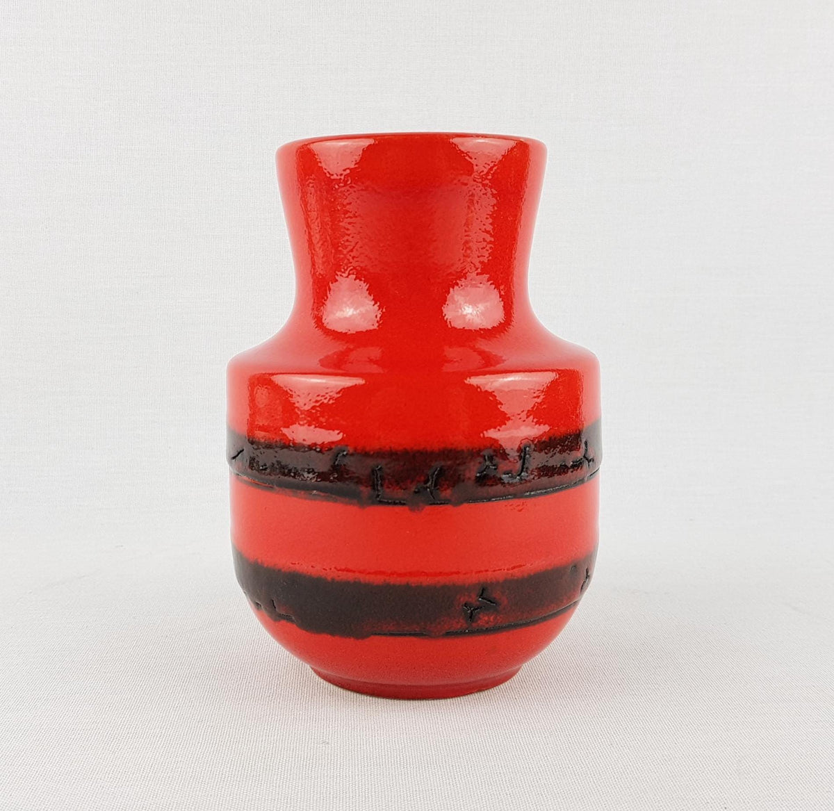 Vintage STEULER KERAMIK Red Fat Lava Vase 140-15 West German Pottery 1960s