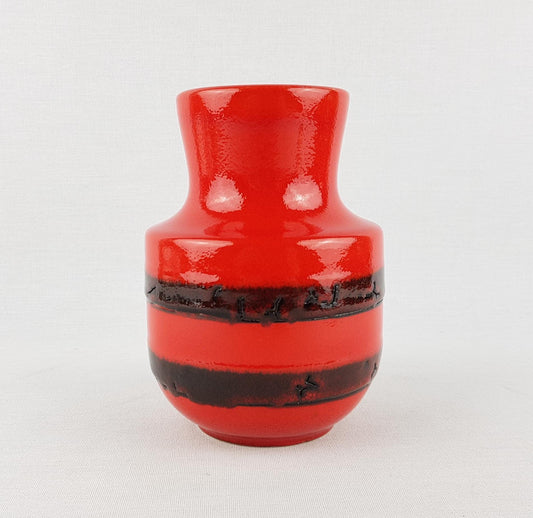 Vintage STEULER KERAMIK Red Fat Lava Vase 140-15 West German Pottery 1960s