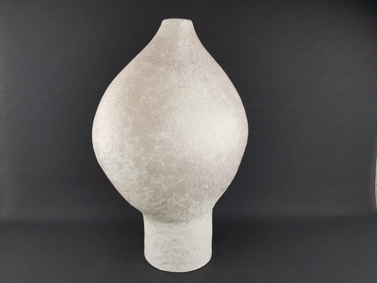 Vintage HEIBI KERAMIK White Mottled FLOOR Vase 1116 German Pottery 1960s 1970s