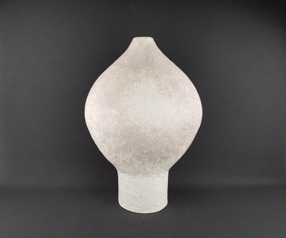 Vintage HEIBI KERAMIK White Mottled FLOOR Vase 1116 German Pottery 1960s 1970s