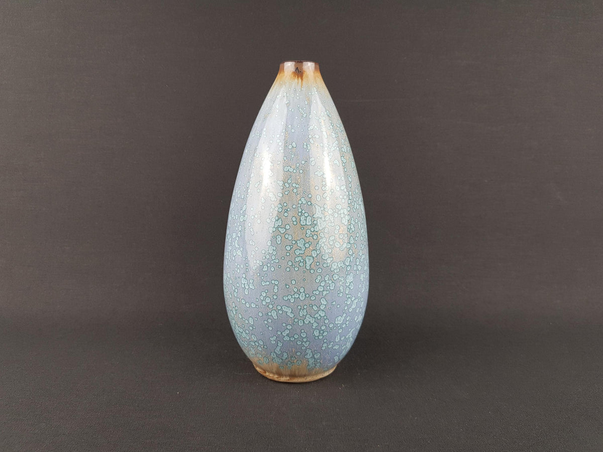 Vintage HEIN SEVERIJNS Purple and Blue Speckled Vase Dutch Studio Art Pottery 1980s
