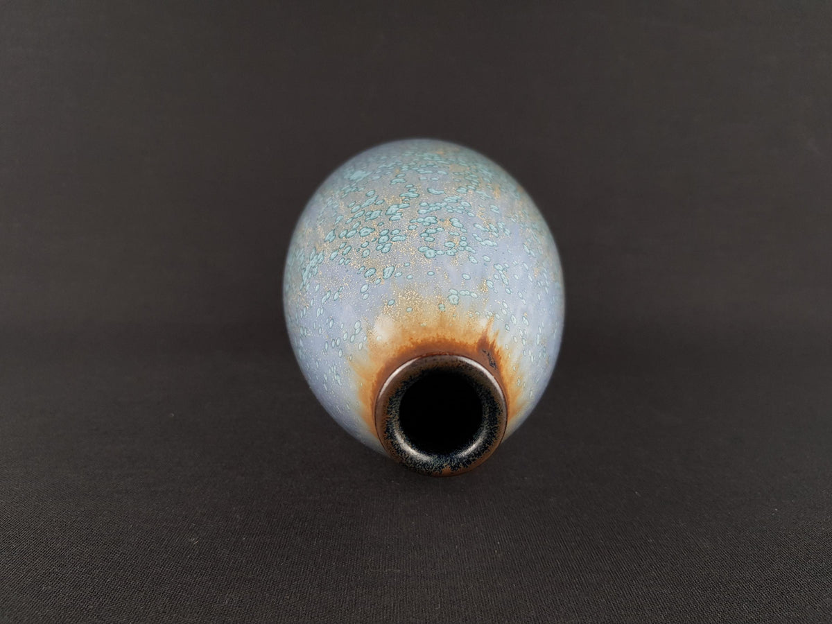 Vintage HEIN SEVERIJNS Purple and Blue Speckled Vase Dutch Studio Art Pottery 1980s