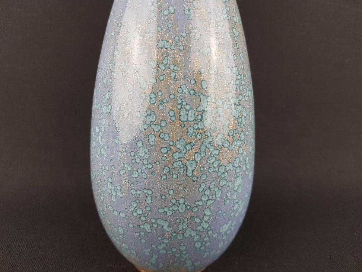 Vintage HEIN SEVERIJNS Purple and Blue Speckled Vase Dutch Studio Art Pottery 1980s