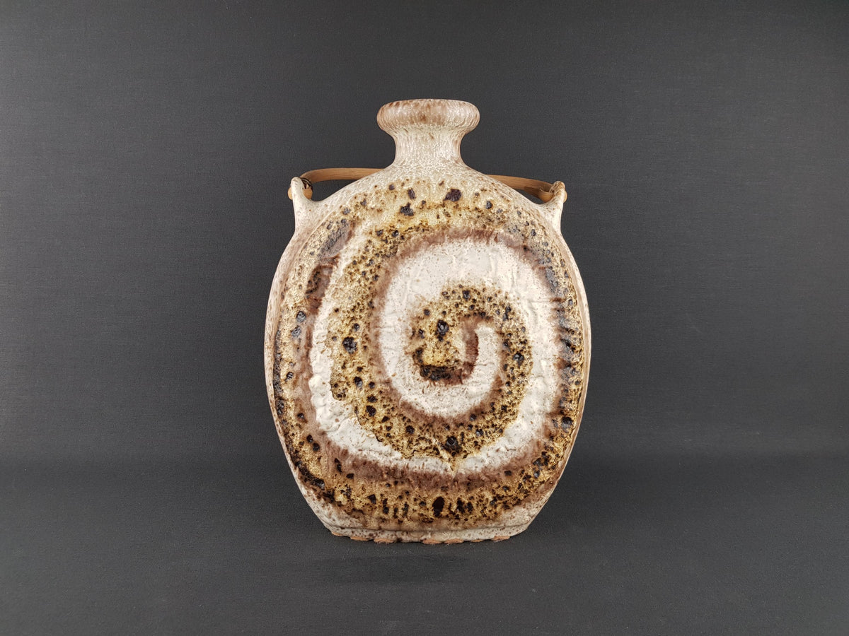 Vintage DÜMLER & BREIDEN Fat Lava Beige Brown Vase With Swirl Decor 90-30 West German Pottery 1970s
