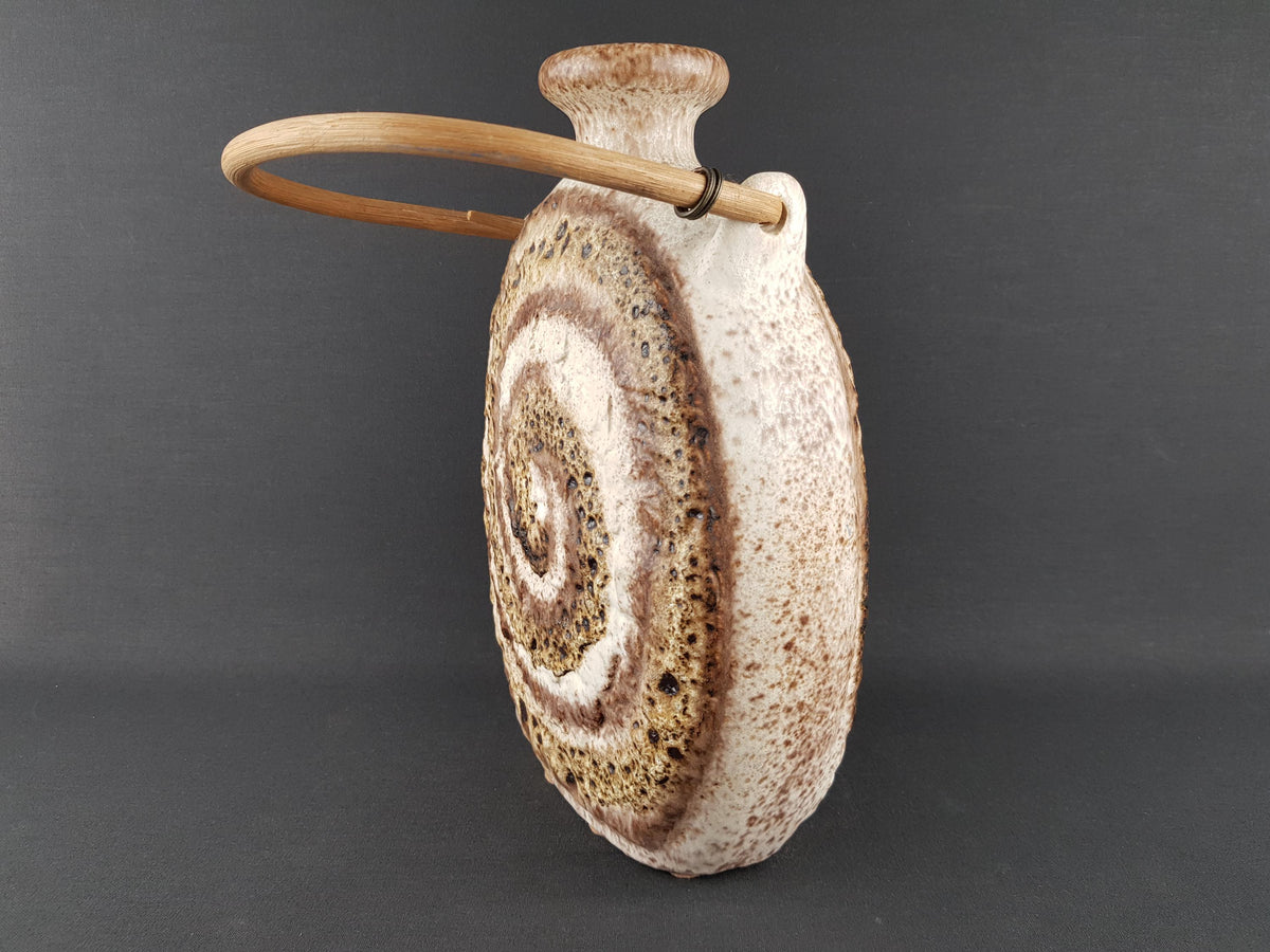 Vintage DÜMLER & BREIDEN Fat Lava Beige Brown Vase With Swirl Decor 90-30 West German Pottery 1970s