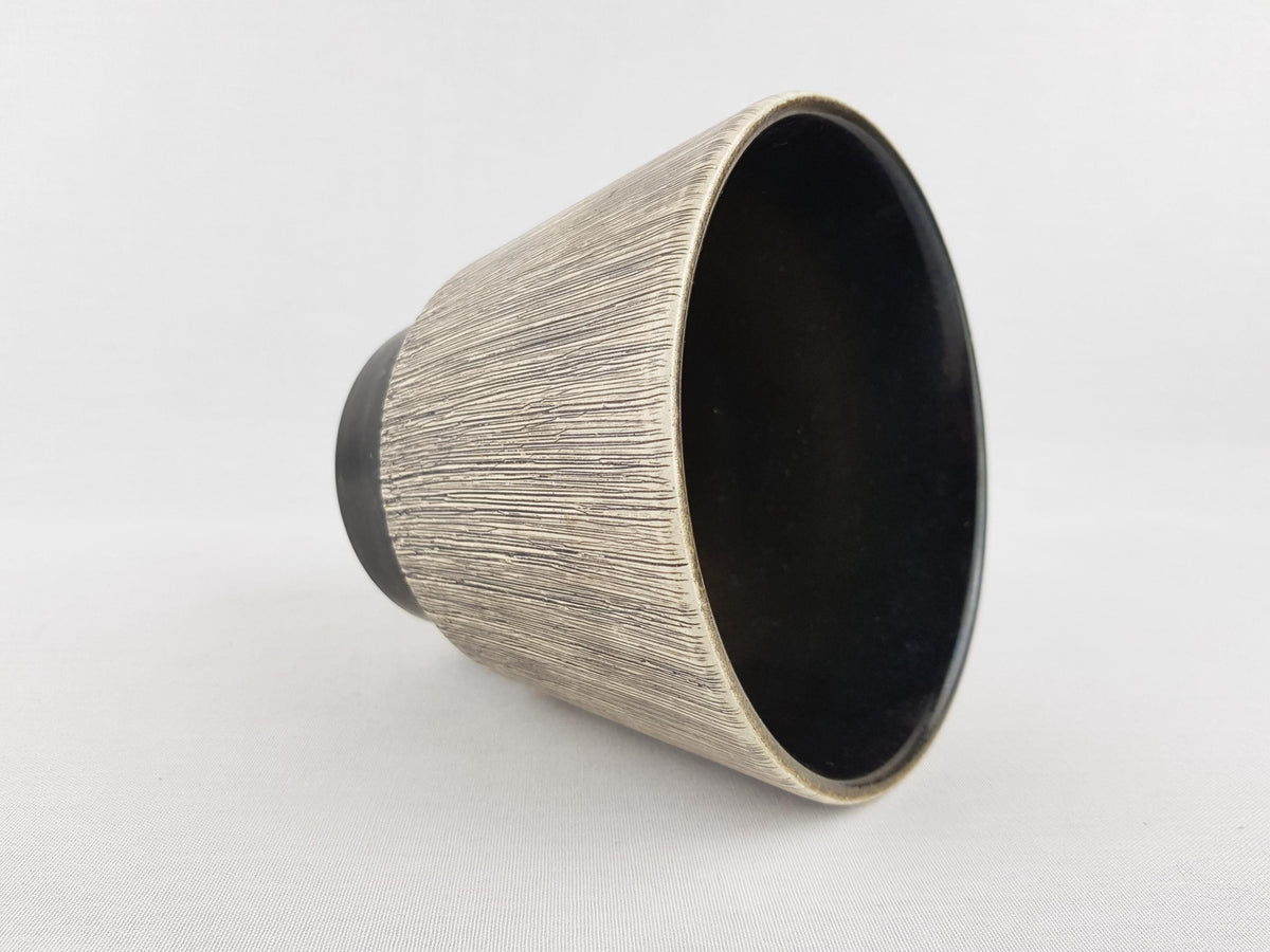Vintage UBELACKER (Ü-KERAMIK) Beige and Black Planter Flower Pot West German Pottery 1950s--
