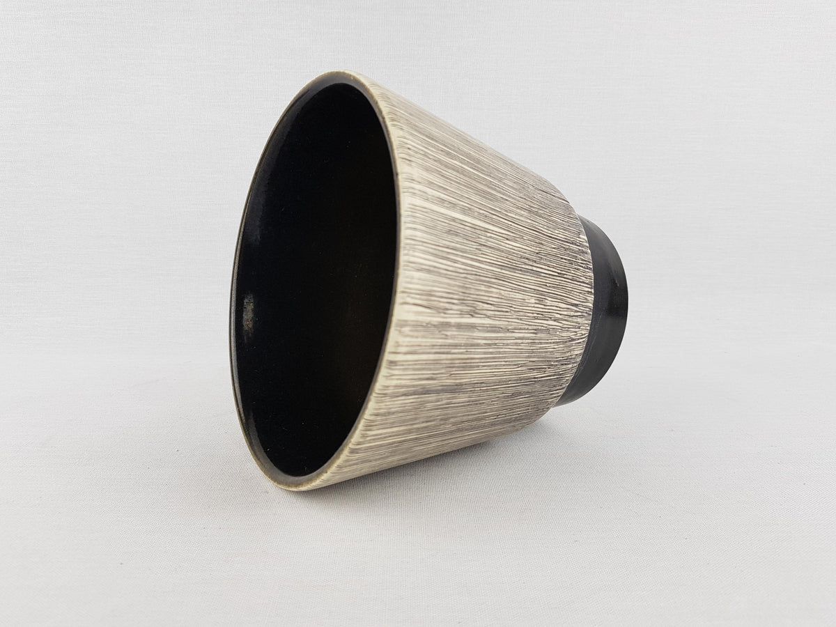 Vintage UBELACKER (Ü-KERAMIK) Beige and Black Planter Flower Pot West German Pottery 1950s--