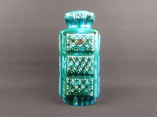 Vintage UBELACKER (U-KERAMIK) Green and Blue Vase 1269/20 West German Pottery 1970s