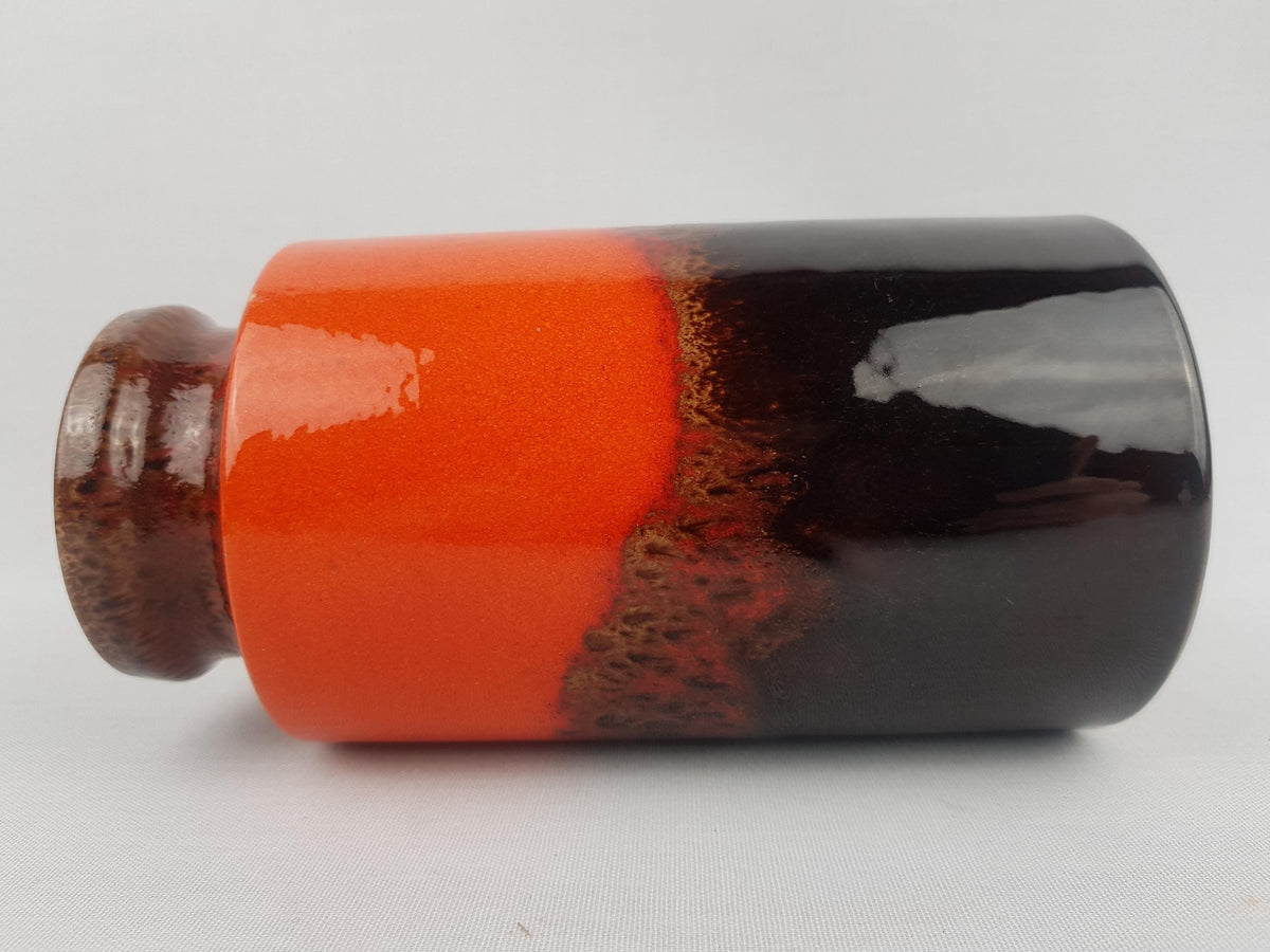 Vintage SCHEURICH KERAMIK Orange and Brown Vase 203 18 West German Pottery 1970s