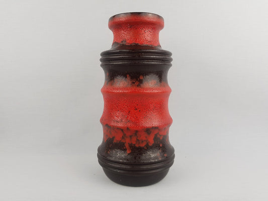 Vintage SCHEURICH KERAMIK Brown and Red Fat Lava Pagode Vase with form number 266-28 West German Pottery 1970s