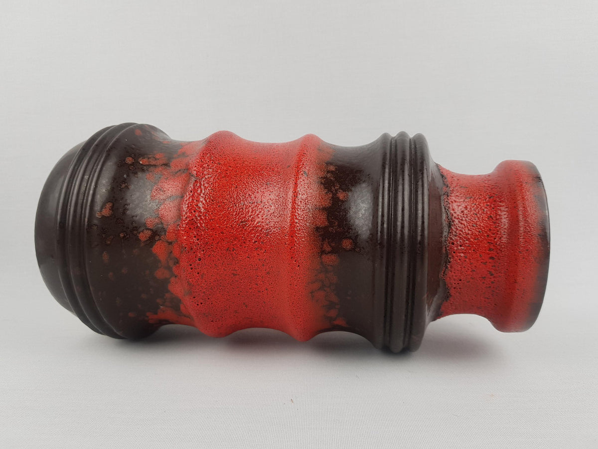 Vintage SCHEURICH KERAMIK Brown and Red Fat Lava Pagode Vase with form number 266-28 West German Pottery 1970s