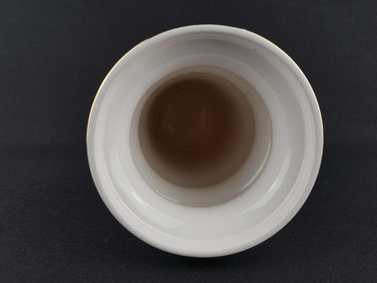 Vintage MODICA KERAMIEK GOUDA White Hooped Vase 126 Dutch Pottery 1970s