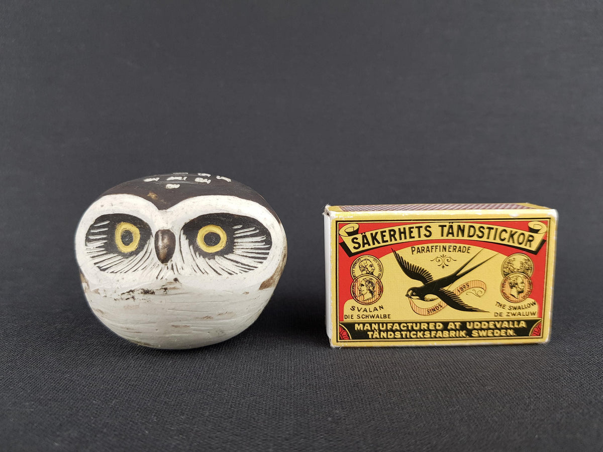 Vintage EDWARD LINDAHL for GUSTAVSBERG Owl Figurine from Minerva Series Swedish Pottery 1960s