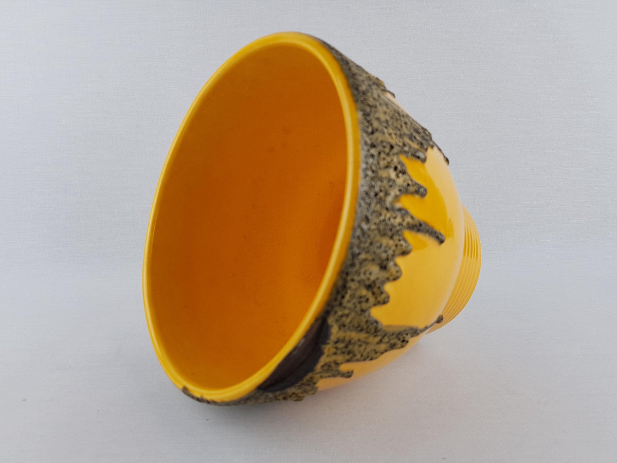 Vintage FOHR KERAMIK Yellow and Brown Fat Lava Planter / Flower Pot "Goldfinger" Decor West German Pottery 1968
