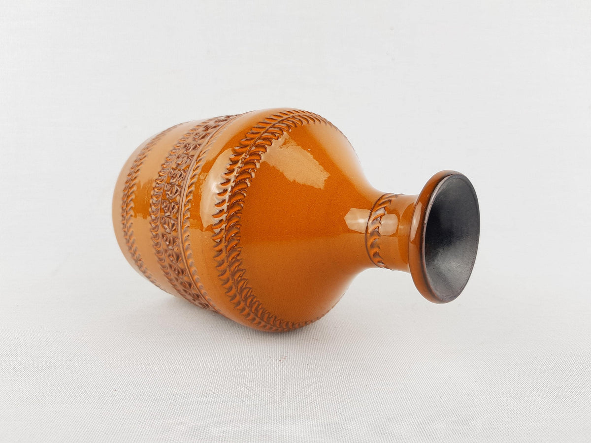 Vintage AKRU KERAMIK (Alfred Krupp) Orange Vase Decor "Genova" 03 15 West German Pottery 1969s