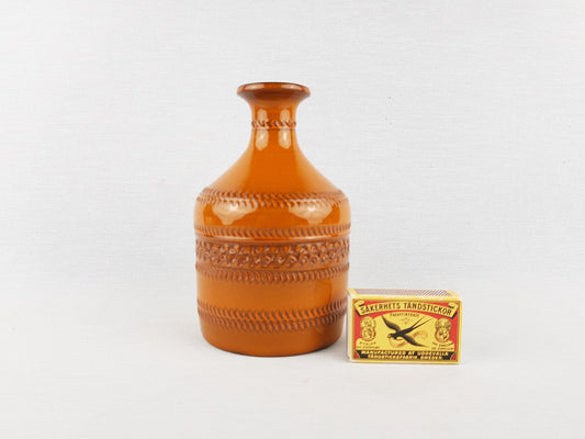 Vintage AKRU KERAMIK (Alfred Krupp) Orange Vase Decor "Genova" 03 15 West German Pottery 1969s
