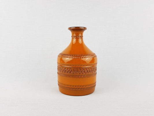 Vintage AKRU KERAMIK (Alfred Krupp) Orange Vase Decor "Genova" 03 15 West German Pottery 1969s