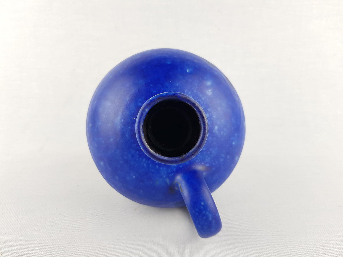 Vintage Blue Handled Jug Vase by ANTON LANG Studio Art Pottery Germany