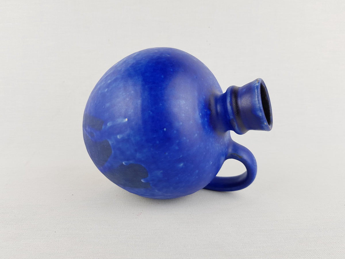 Vintage Blue Handled Jug Vase by ANTON LANG Studio Art Pottery Germany