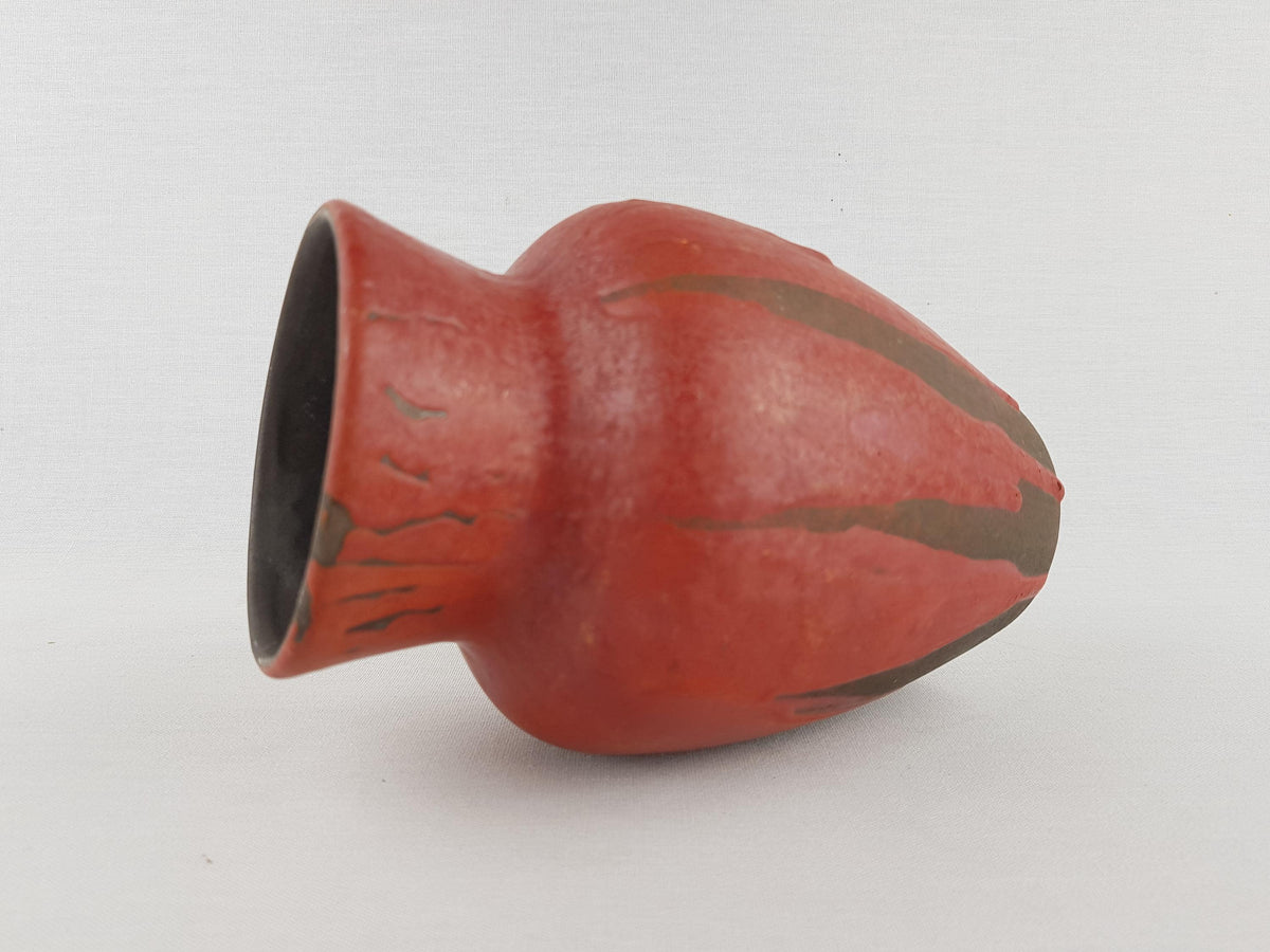 Vintage CERAMANO Red Ceramic Vase with STROMBOLI decor 116 By Hanns Welling West German Pottery 1959s