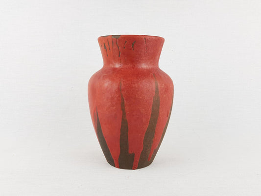 Vintage CERAMANO Red Ceramic Vase with STROMBOLI decor 116 By Hanns Welling West German Pottery 1959s