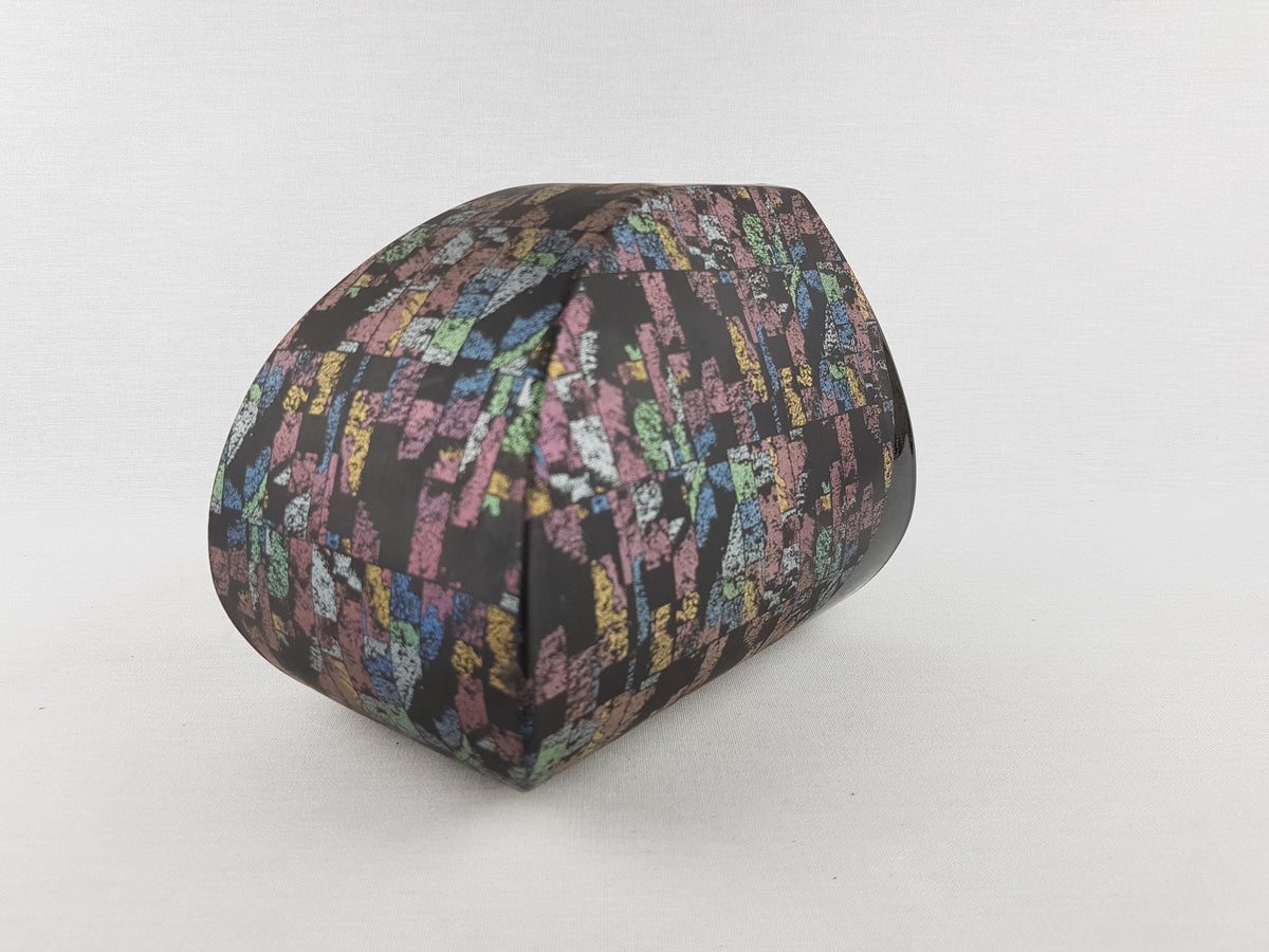 Vintage GEBRUDER SPANG Black Vase With Multicolor Decor Memphis Style 1980s