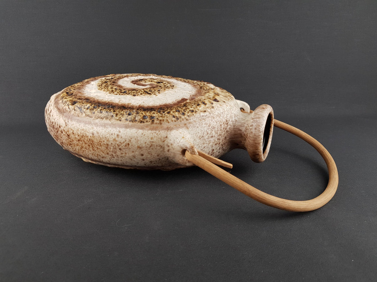 Vintage DÜMLER & BREIDEN Fat Lava Beige Brown Vase With Swirl Decor 90-30 West German Pottery 1970s