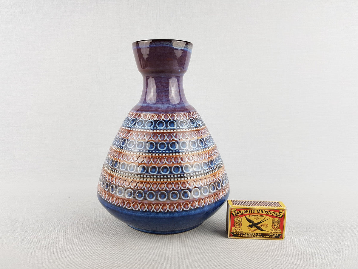 Vintage DÜMLER & BREIDEN Keramik Vase with geometric decor 128-20 West German Pottery 1960s 1970s