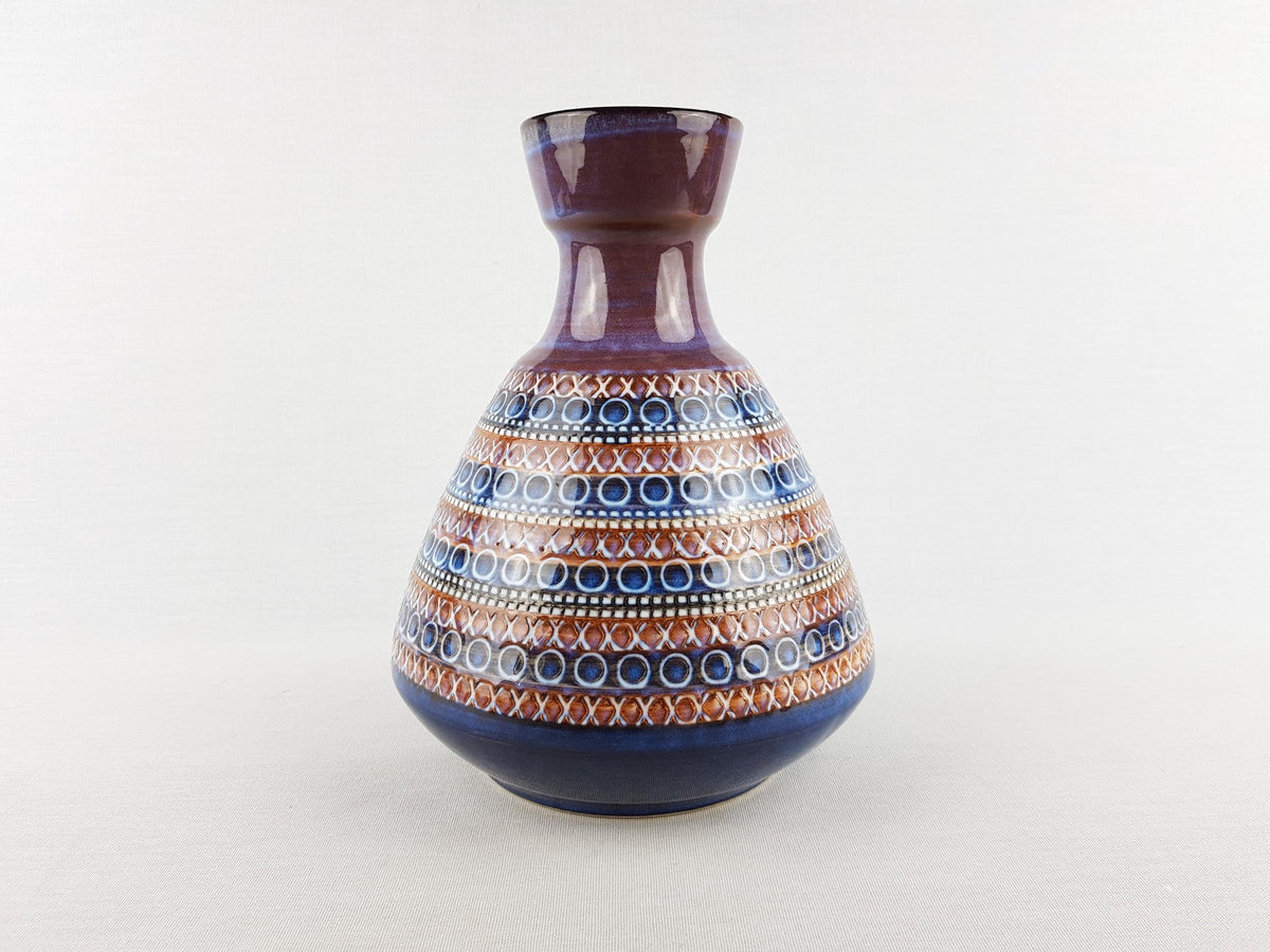 Vintage DÜMLER & BREIDEN Keramik Vase with geometric decor 128-20 West German Pottery 1960s 1970s
