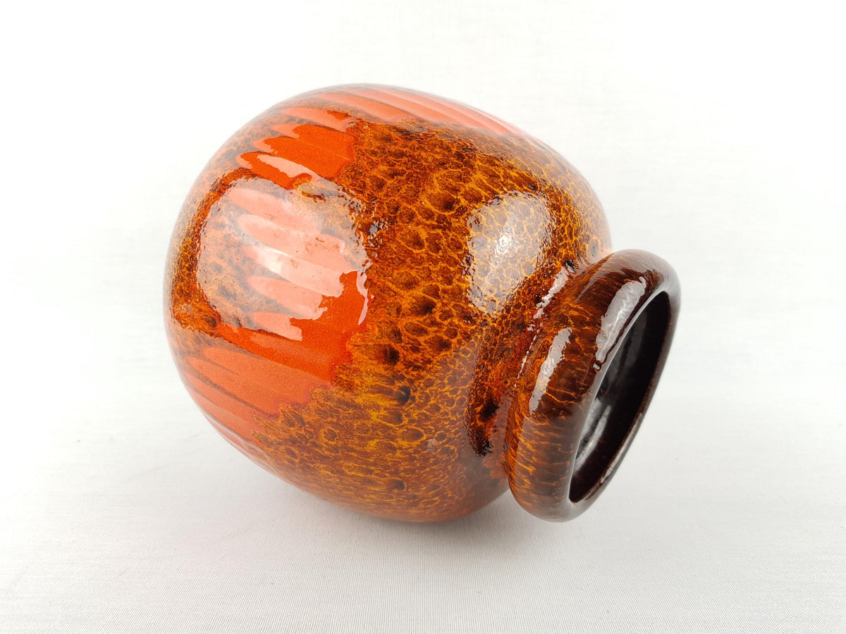 Vintage SCHEURICH KERAMIK Brown and Orange CERAMOS Vase 284 19 West Geman Pottery 1970s
