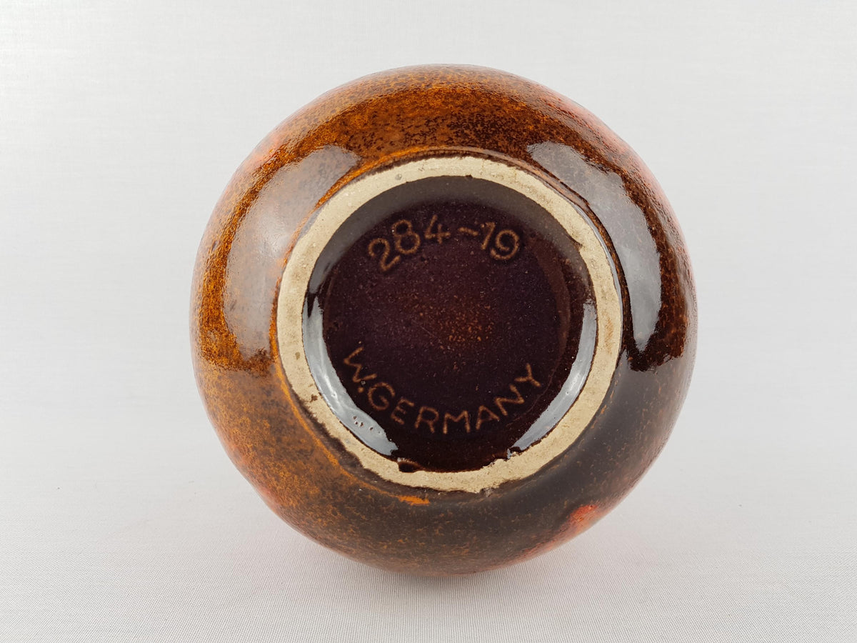 Vintage SCHEURICH KERAMIK Brown and Orange CERAMOS Vase 284 19 West Geman Pottery 1970s