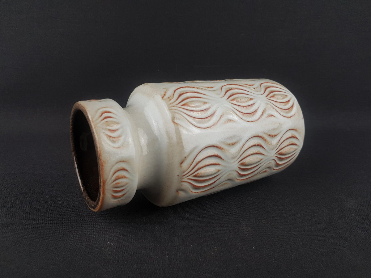 Vintage SCHEURICH Beige Vase with Onion or Amsterdam Decor 285-18 West German Pottery 1970s