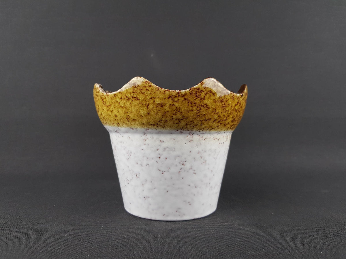 Vintage MAREI KERAMIK White and Yellow Flower Pot Planter 13 3 With Nile Decor 23 31 West German Pottery 1970s