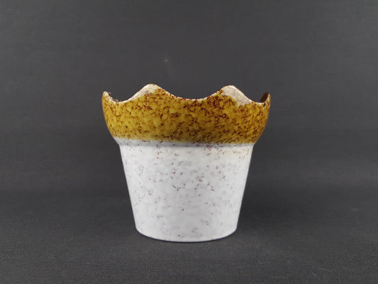 Vintage MAREI KERAMIK White and Yellow Flower Pot Planter 13 3 With Nile Decor 23 31 West German Pottery 1970s