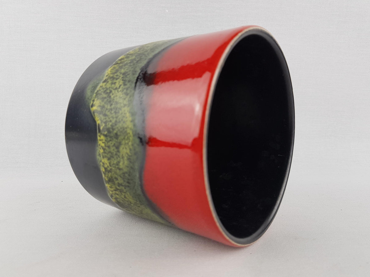Vintage DUMLER & BREIDEN KERAMIK Red, Black and Green Fat Lava Planter / Flower Pot West German Pottery 1970s