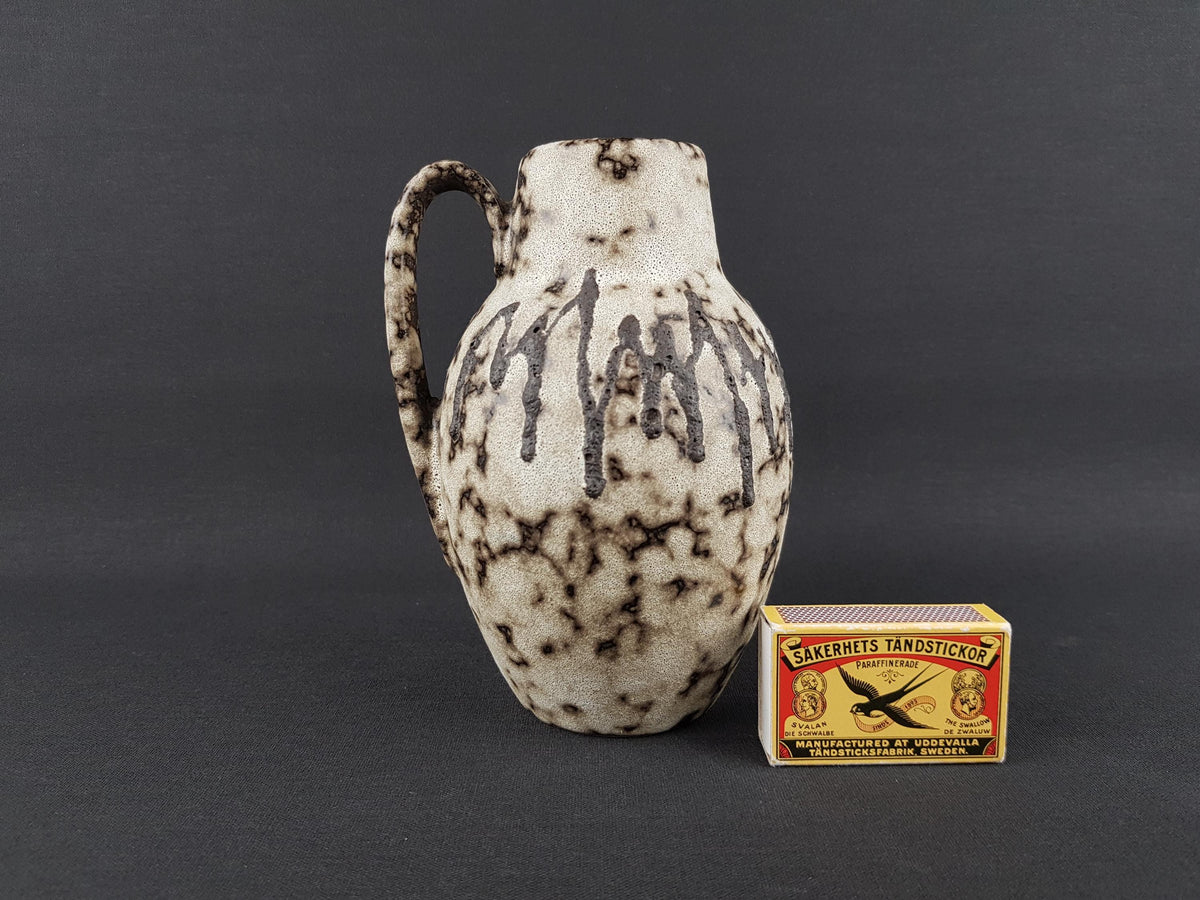 Vintage SCHEURICH KERAMIK Beige and Brown Fat Lava Vase 414-16 West German Pottery 1960s