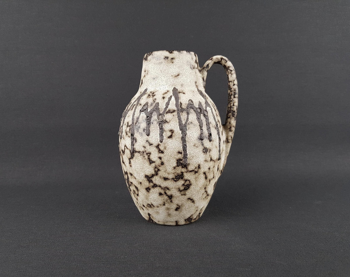 Vintage SCHEURICH KERAMIK Beige and Brown Fat Lava Vase 414-16 West German Pottery 1960s